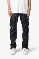 Ultra Baggy Leather Snap Cargo Pants Black MNML