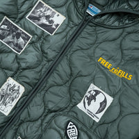 Nylon Quilted Zip Jacket Olive