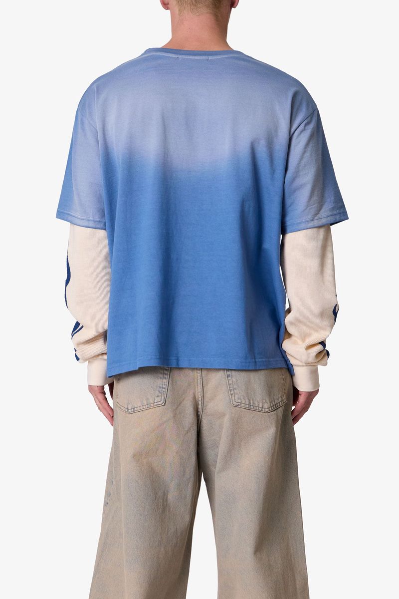Layered Flame Pocket L/S Tee Washed Blue