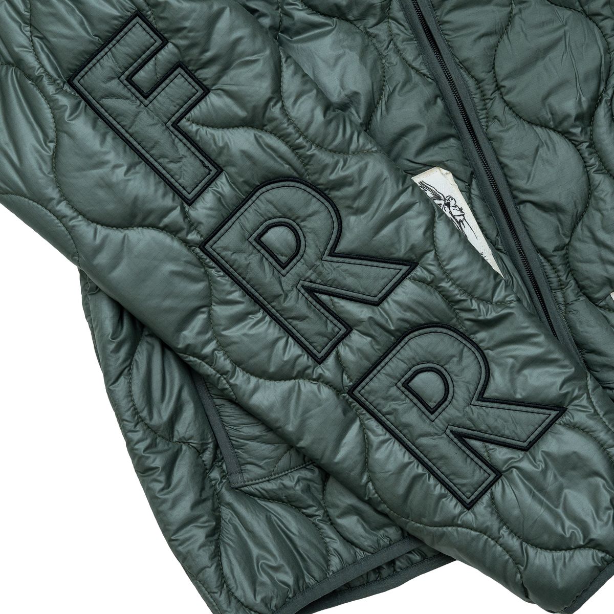 Nylon Quilted Zip Jacket Olive