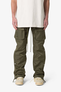 Snap Front Cargo Pants Olive