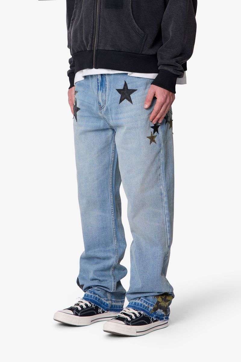 Baggy Camo Star Patch Denim