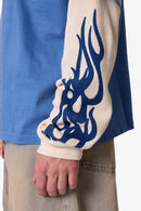 Layered Flame Pocket L/S Tee Washed Blue