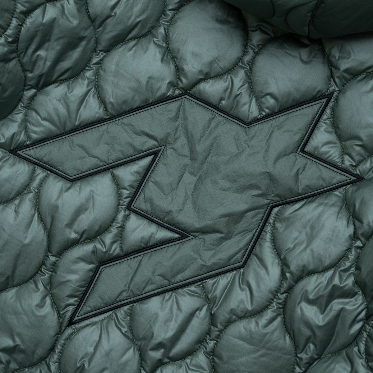 Nylon Quilted Zip Jacket Olive