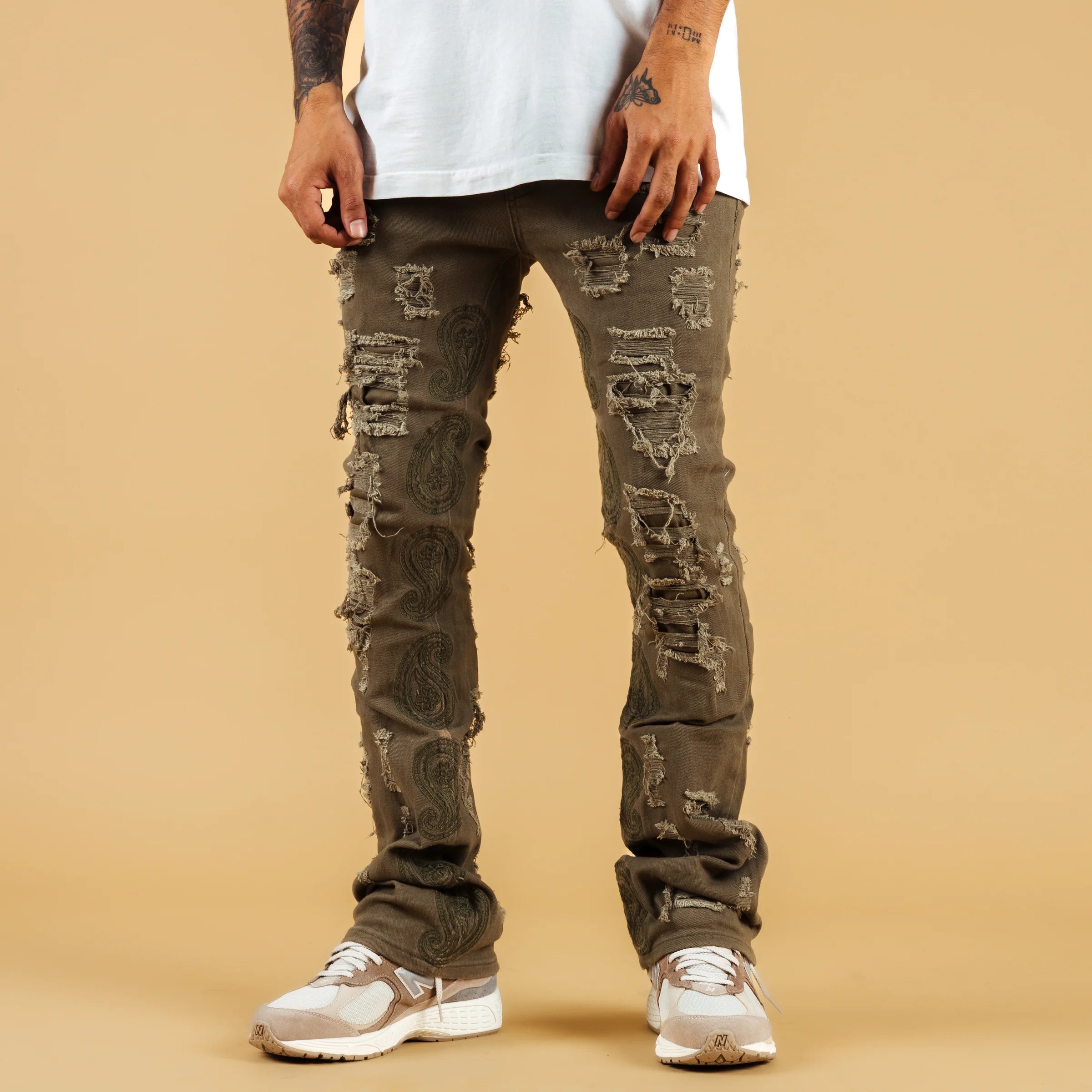 Sage Paisley Flared  Denim