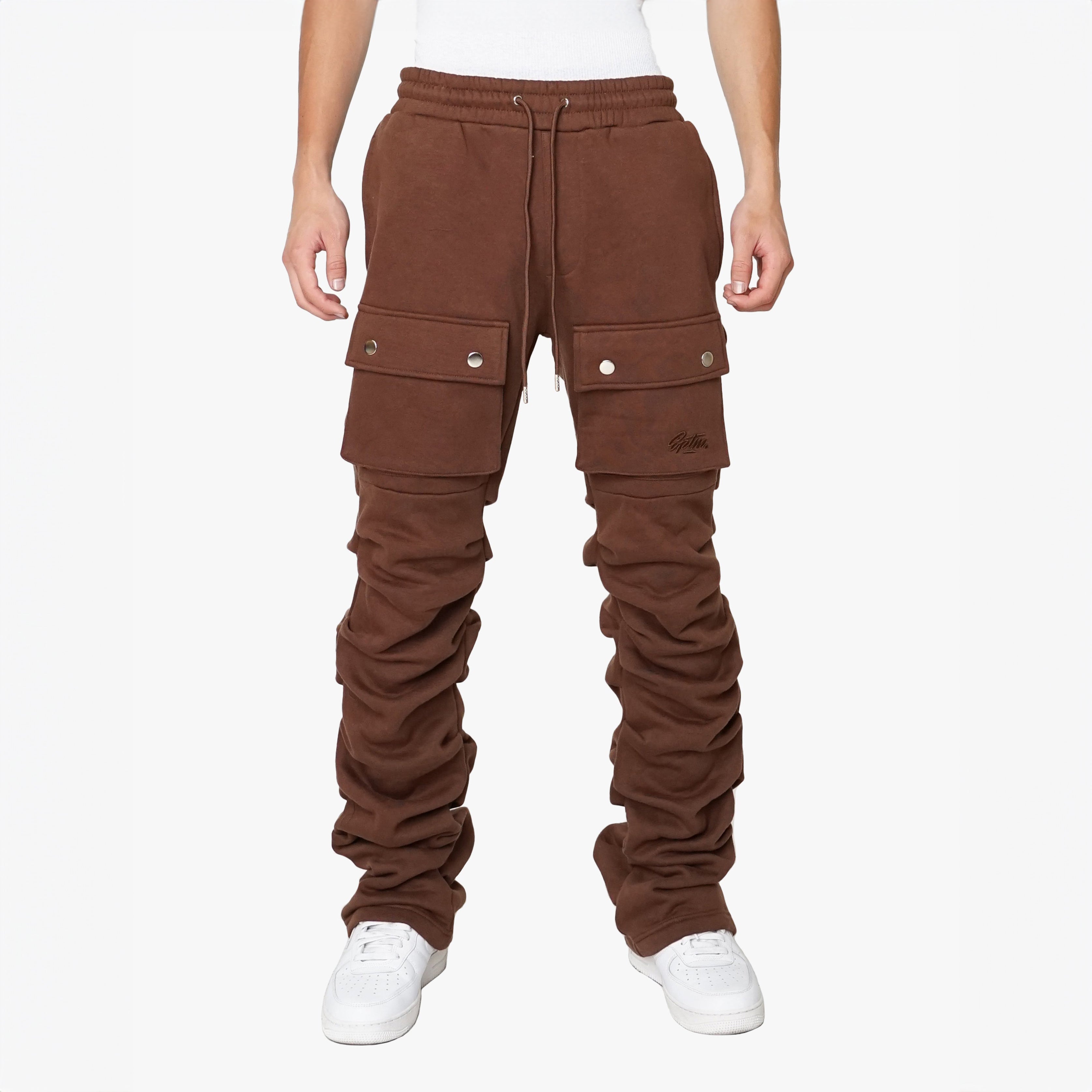 Stacked Cargo Sweatpants Brown