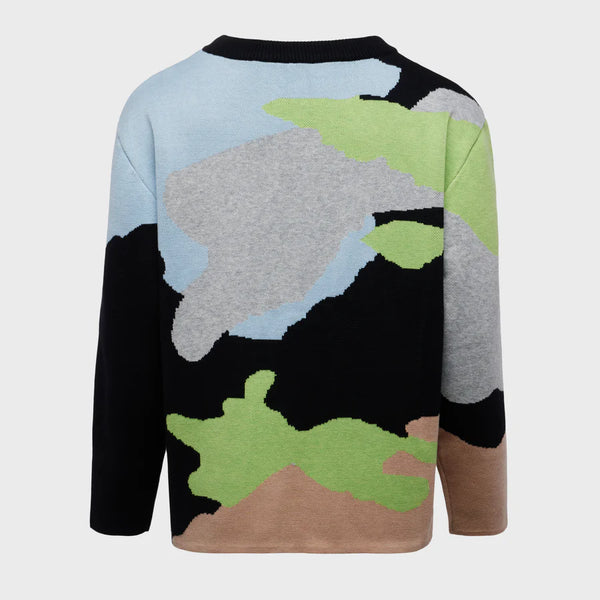 CAMOUFLAGE KNIT SWEATER BLACK