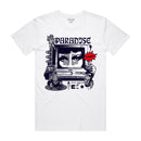 1-800-PARADISE TEE WHITE/NAVY