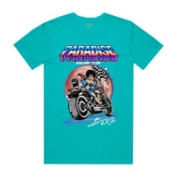 BORN TO RIDE TEE AQUA