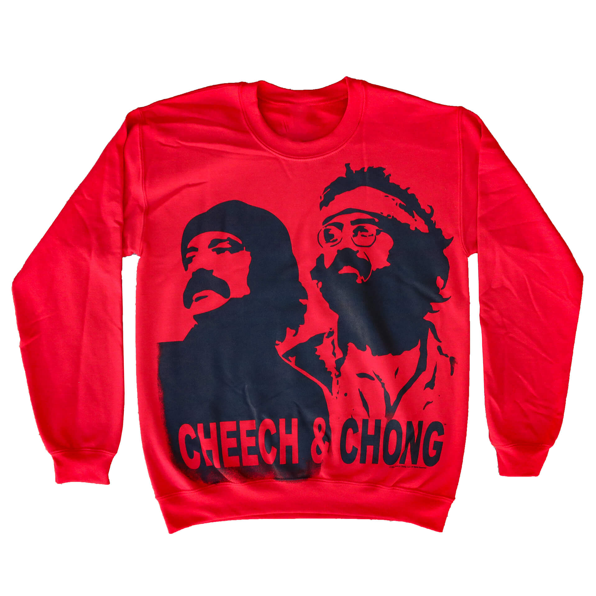 CHEECH & CHONG STENCIL CREW NECK RED