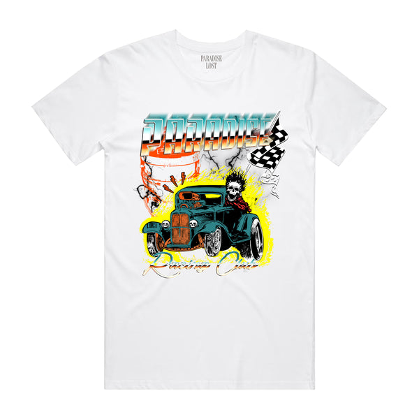 HOT ROD RACING TEE WHITE/TURQ