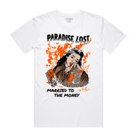 MARRIED TO THE MONEY TEE WHITE/ORANGE