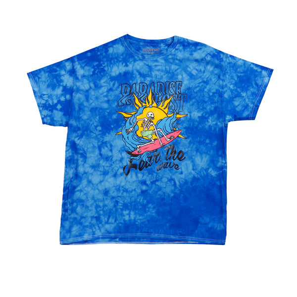 FEAR THE WAVE TIE DYE TEE BLUE