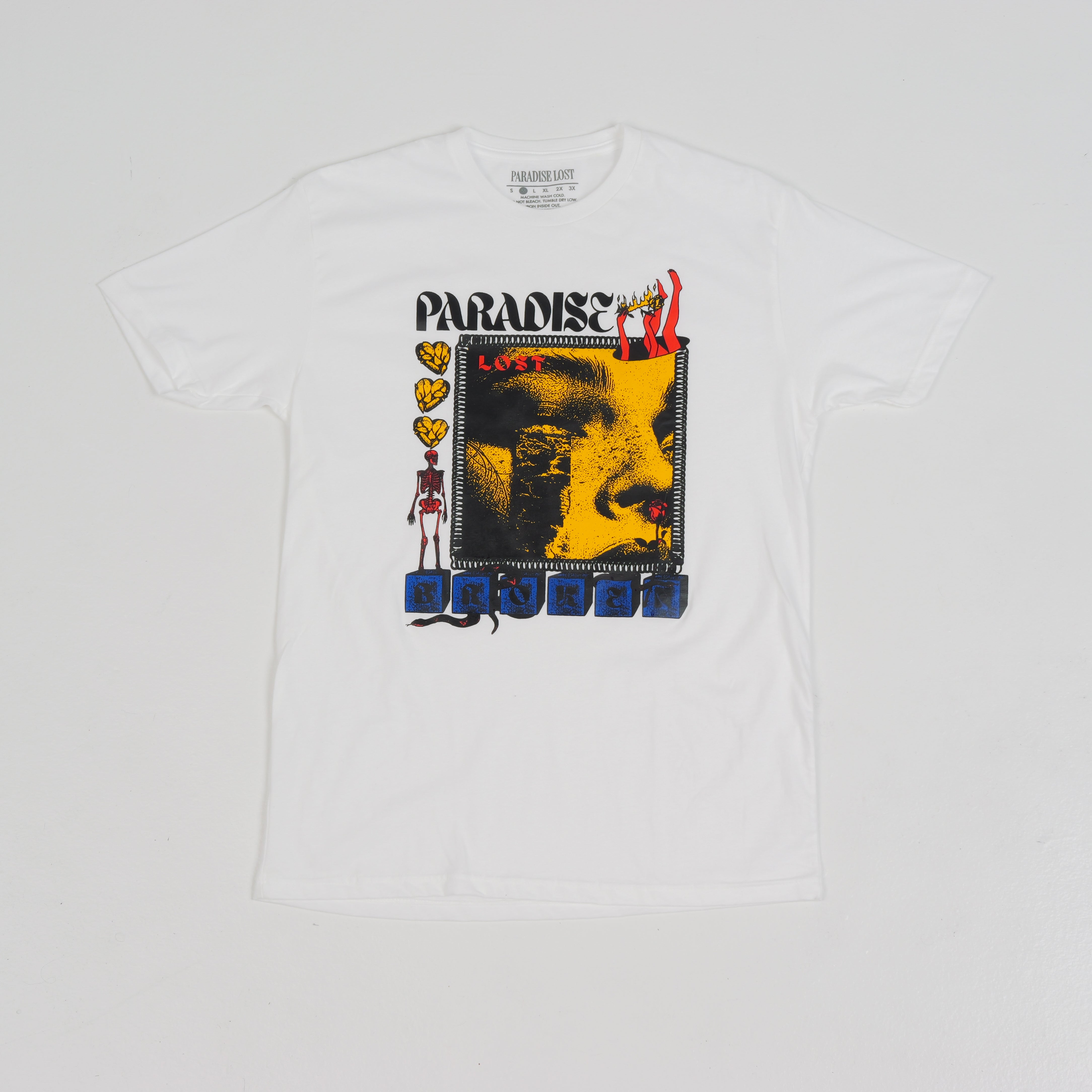 BROKEN HEART TEE WHITE/YELLOW/RED