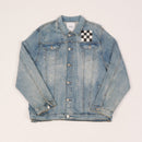 CHECKERED DENIM JACKET LIGHT WASH