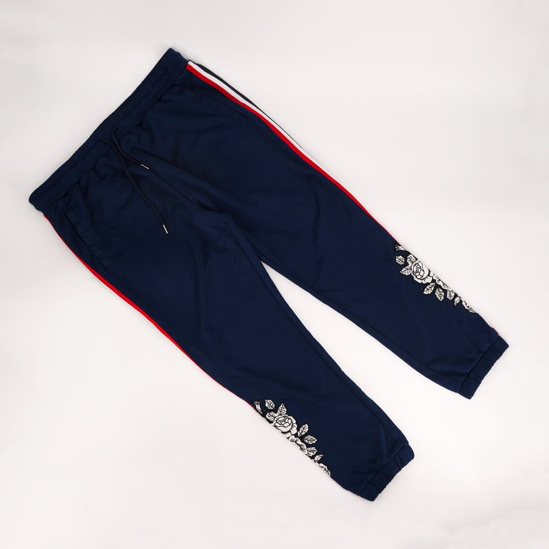 ROSE EMBROIDERY TRACKPANTS NAVY