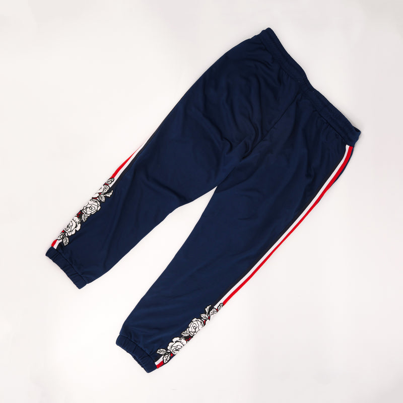 ROSE EMBROIDERY TRACKPANTS NAVY