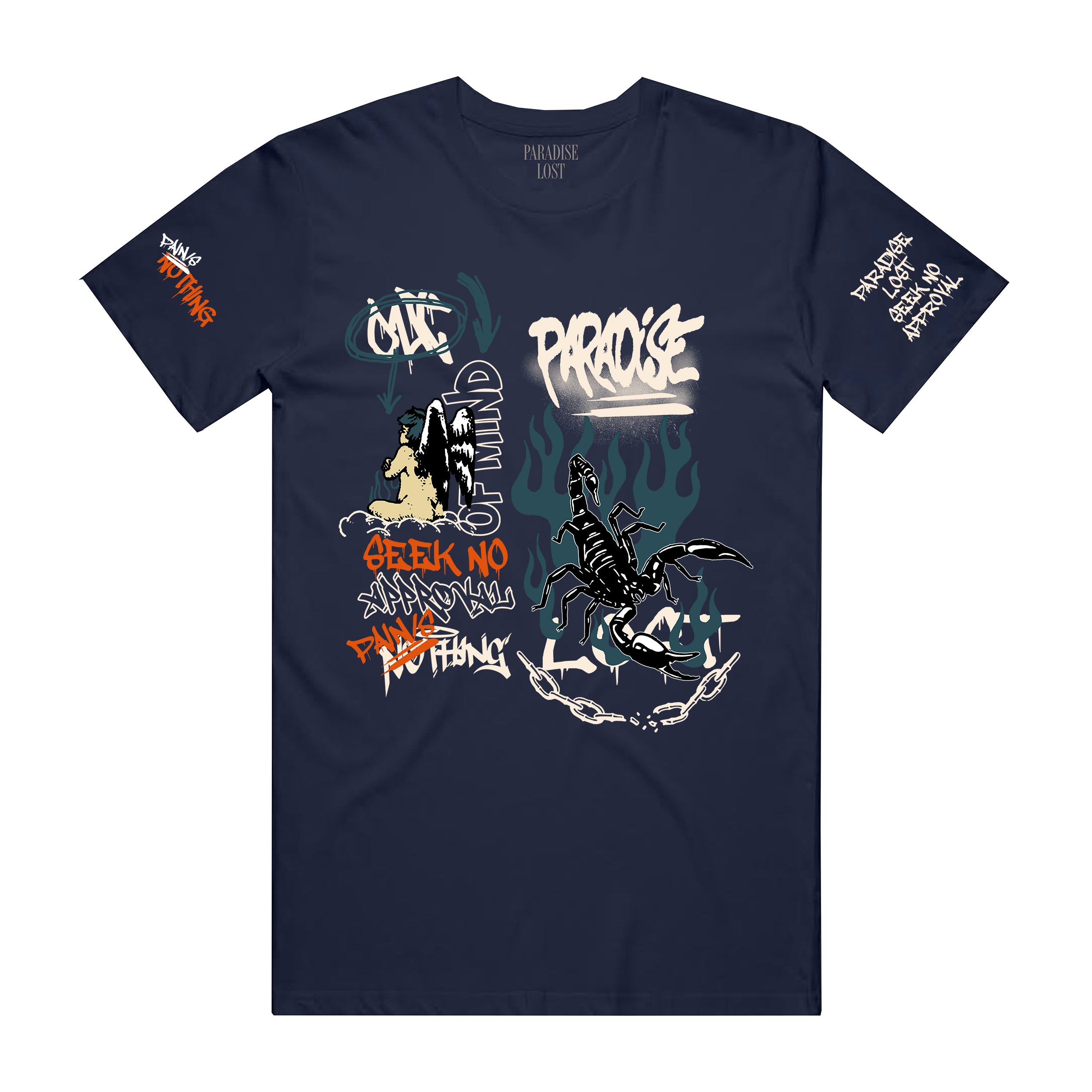 PAIN IS NOTHING TEE NAVY