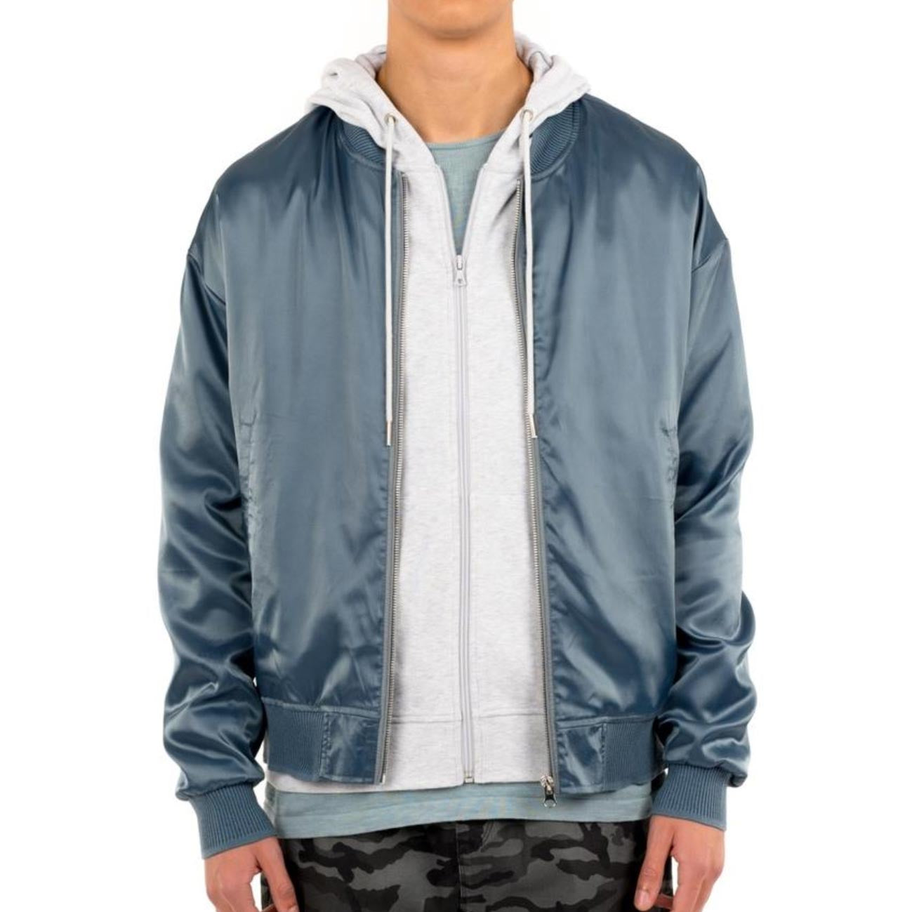 SATIN ESSENTIAL BOMBER BLU