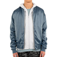 SATIN ESSENTIAL BOMBER BLU