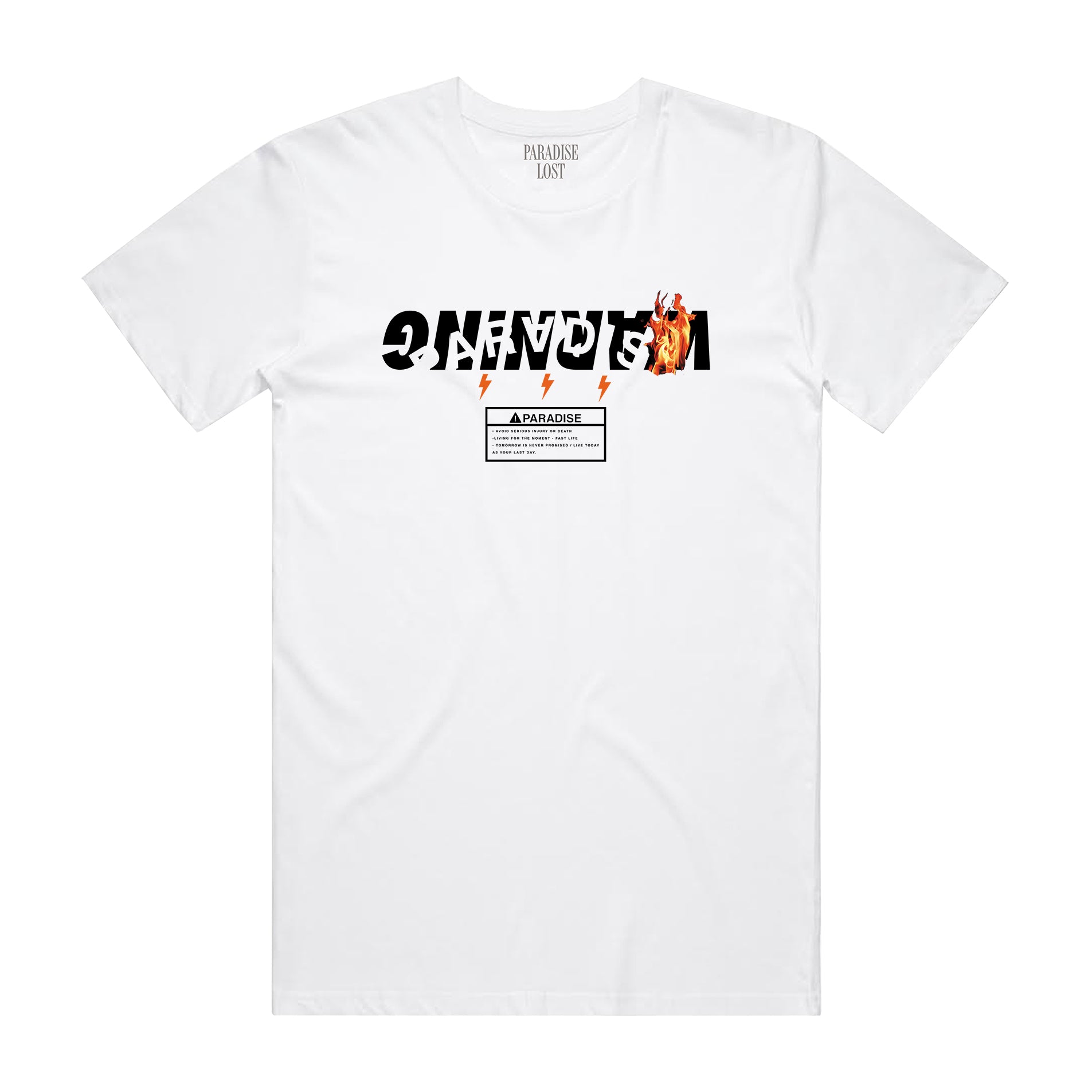 WARNING 2.0 TEE WHT/ORG