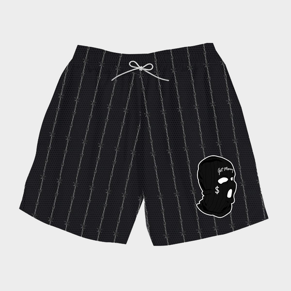 BARBED WIRE PATTERN SHORTS BLACK