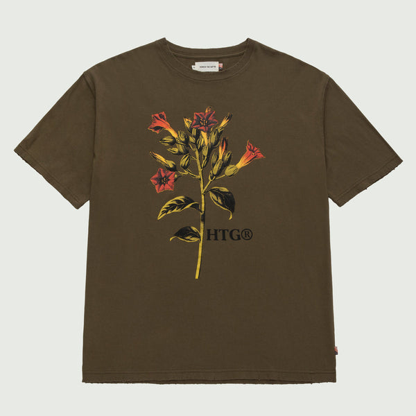 TOBACCO FLOWER SS TEE OLIVE