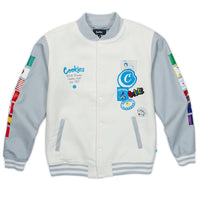 AWARD TOUR MELTON WOOL LETTERMAN JACKET WHITE