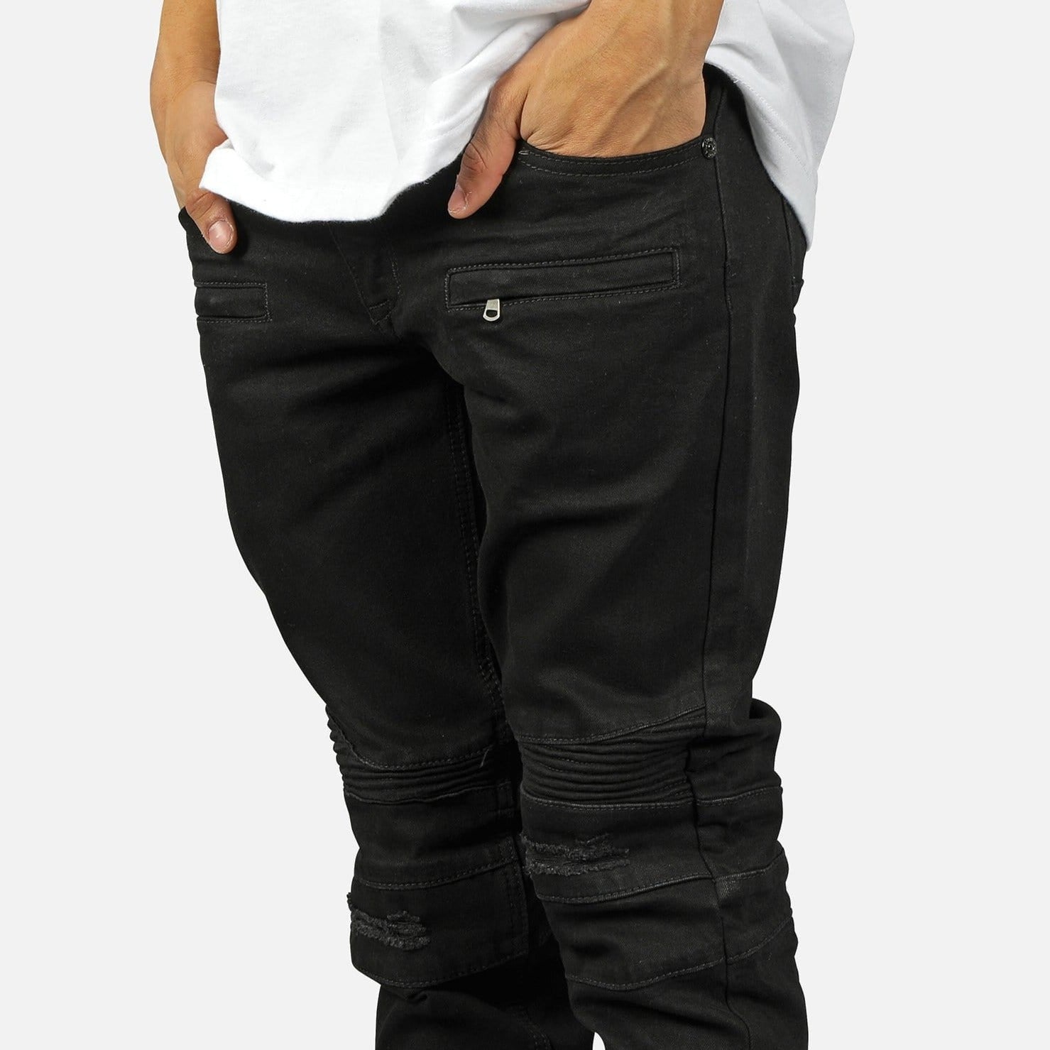 MOTOR BIKER JEANS - JET BLK